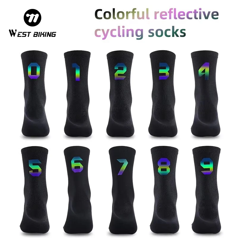 

WEST BIKING Professional Sport Socks Men Women Cycling Socks Reflective Breathable Sports Socks MTB Road Bike Racing Socks