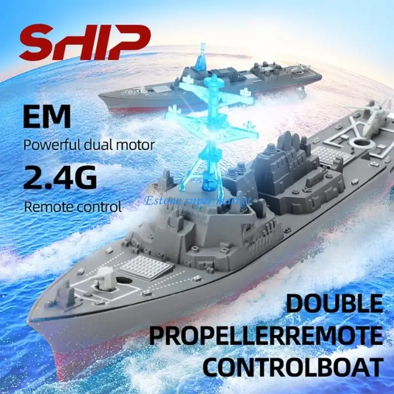 090B Remote Control Warship Boat RC Model Ship Waterproof Lake Boat Toy Teenager Gift