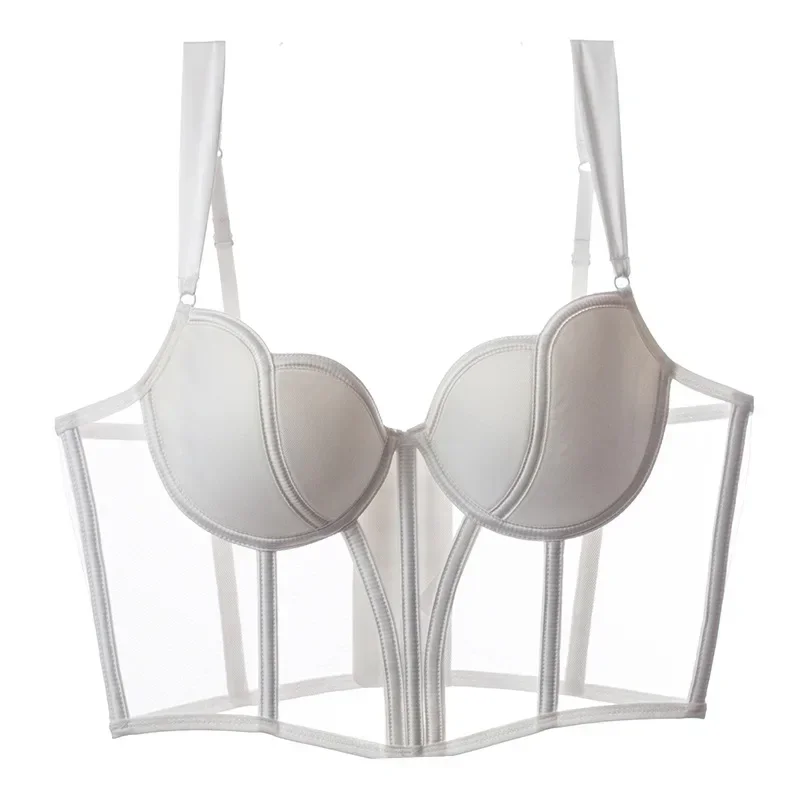 Noite CorsetChic malha Fishbone Camisola das mulheres, desgaste interno Outer Wear, Top de colheita, sutiã sexy cintura-apertado, Gopia branca