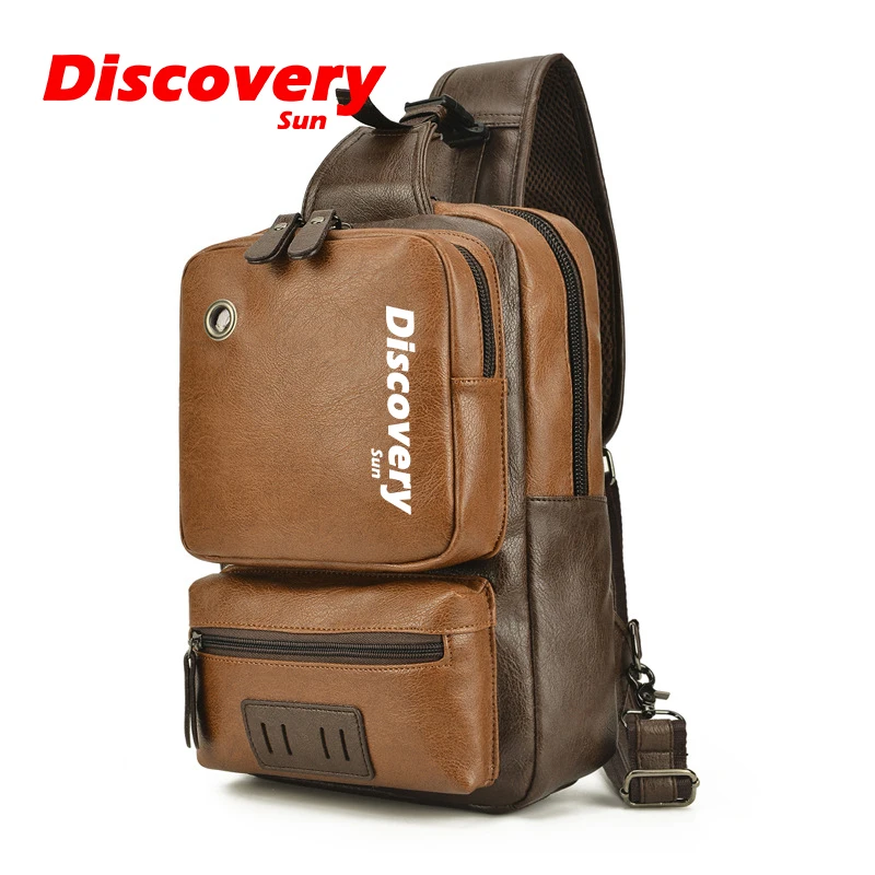 DISCOVERY-SUN Men\'s Shoulder Bag Multi functional USB Messenger Bag Large Capacity Waterproof Travel Bag Fashion Chest Bag