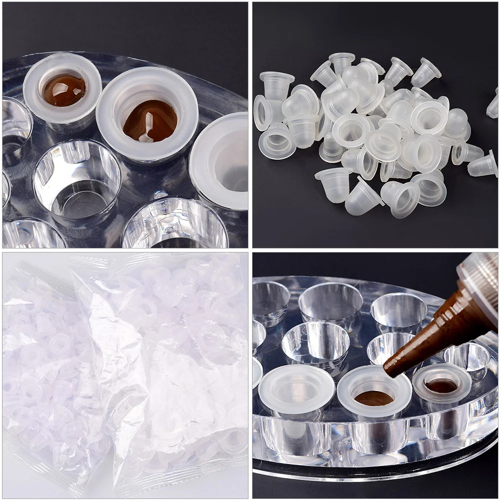 

200 Pcs Tattoo Ink Cups Silicone Makeup Tools Disposable Caps Pigment Tattooing Accessories