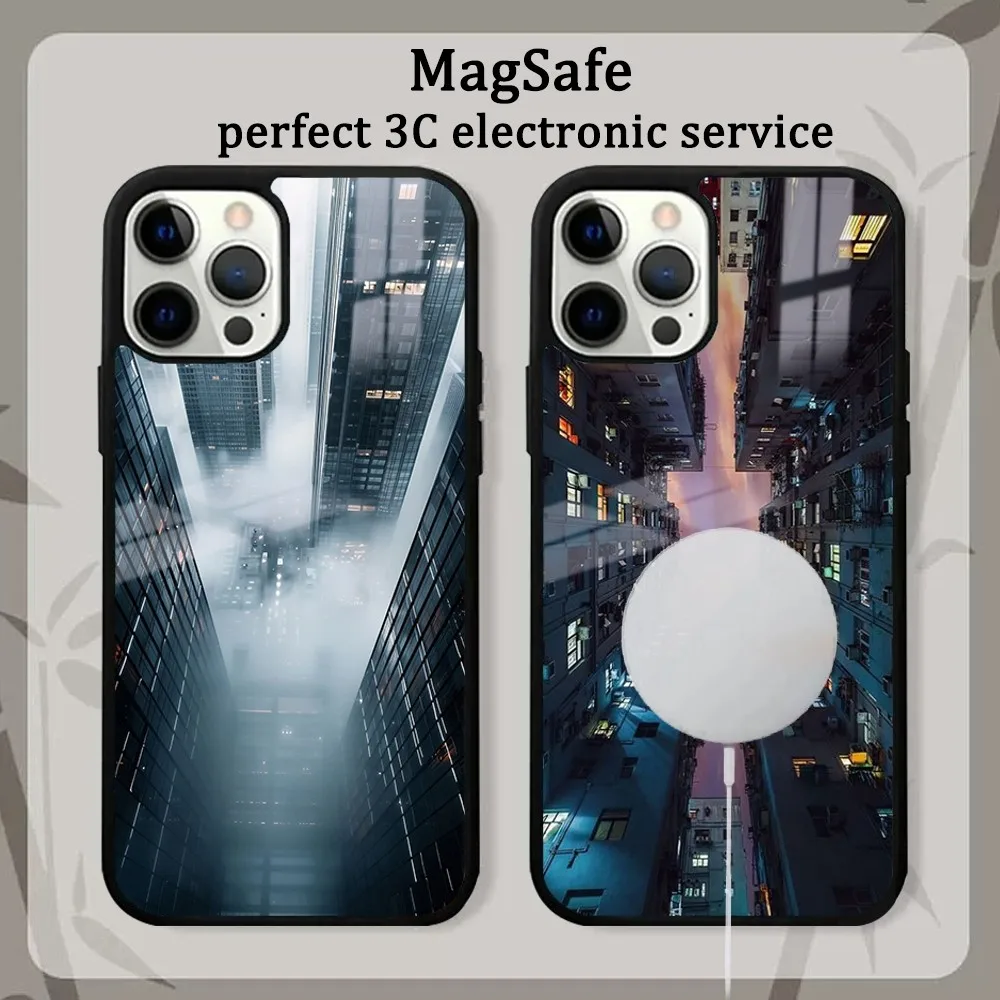 Vintage Travel Sign City London New York Landscape Phone Case For iPhone 15 14 13 12 11 Pro Max Plus Mini Mirror Magnetic Wirele