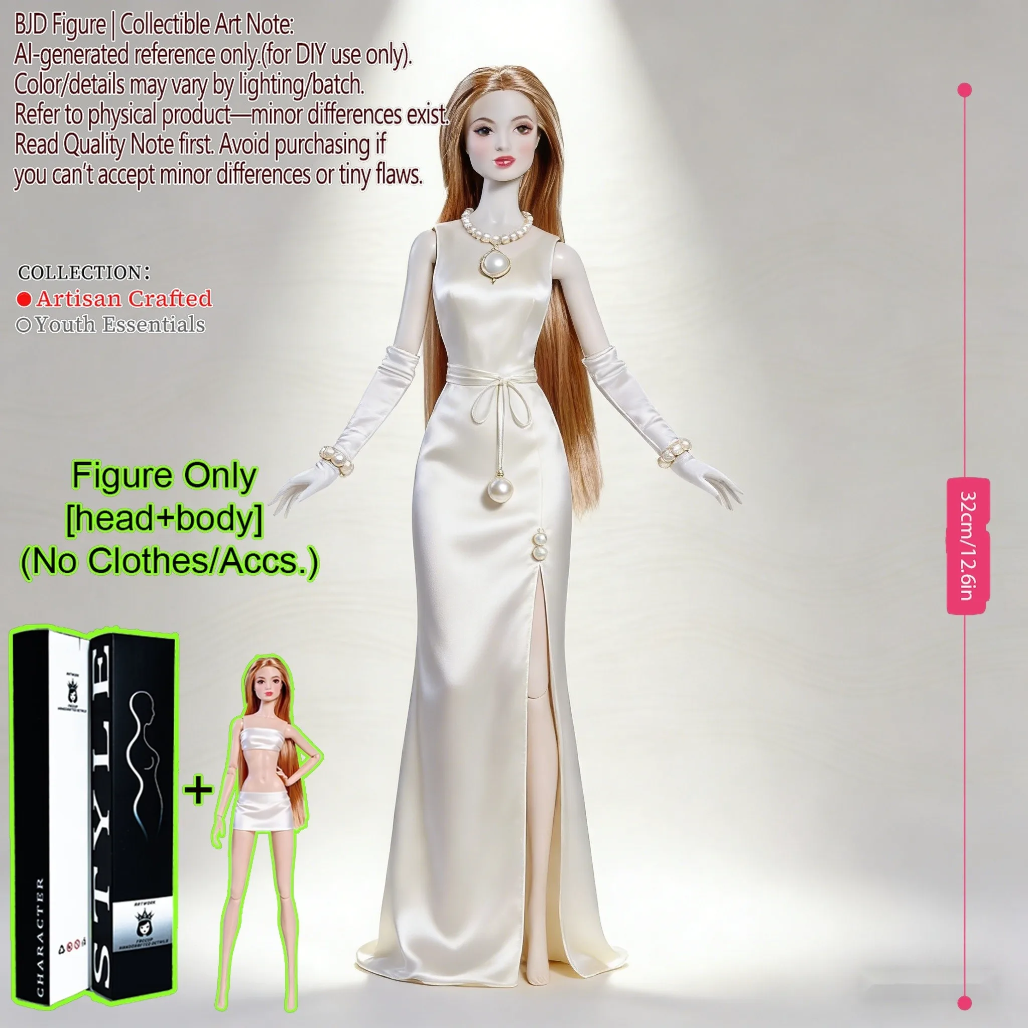 

12,6-дюймовая шарнирная кукла BJD/MJD 1/6, силуэт супермодели, реалистичный оттенок кожи, коллекционная художественная фигурка для взрослых, DIY, NoCl