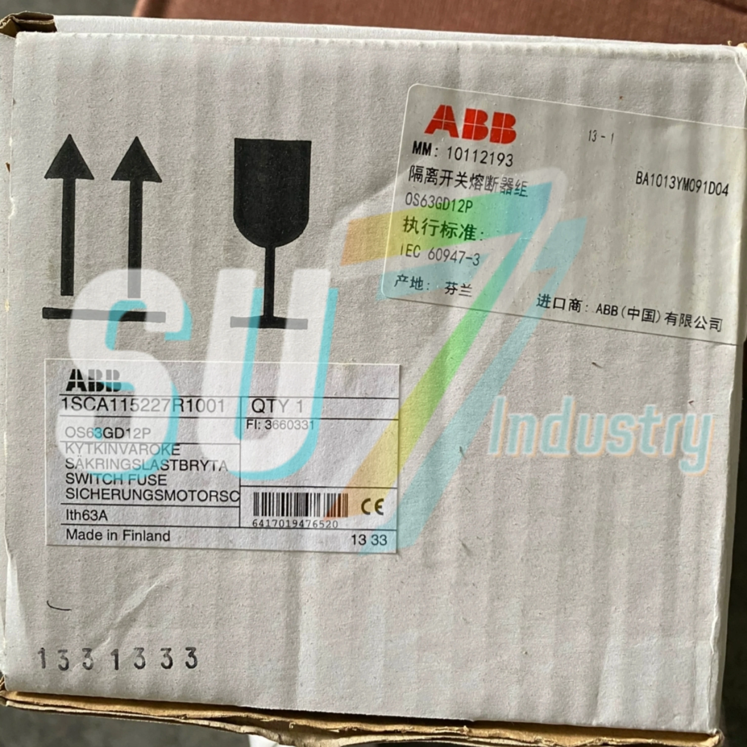 

Новый оригинальный OS63GD12P 1SCA115227R1001 Изолирующий выключатель и предохранитель в сборе