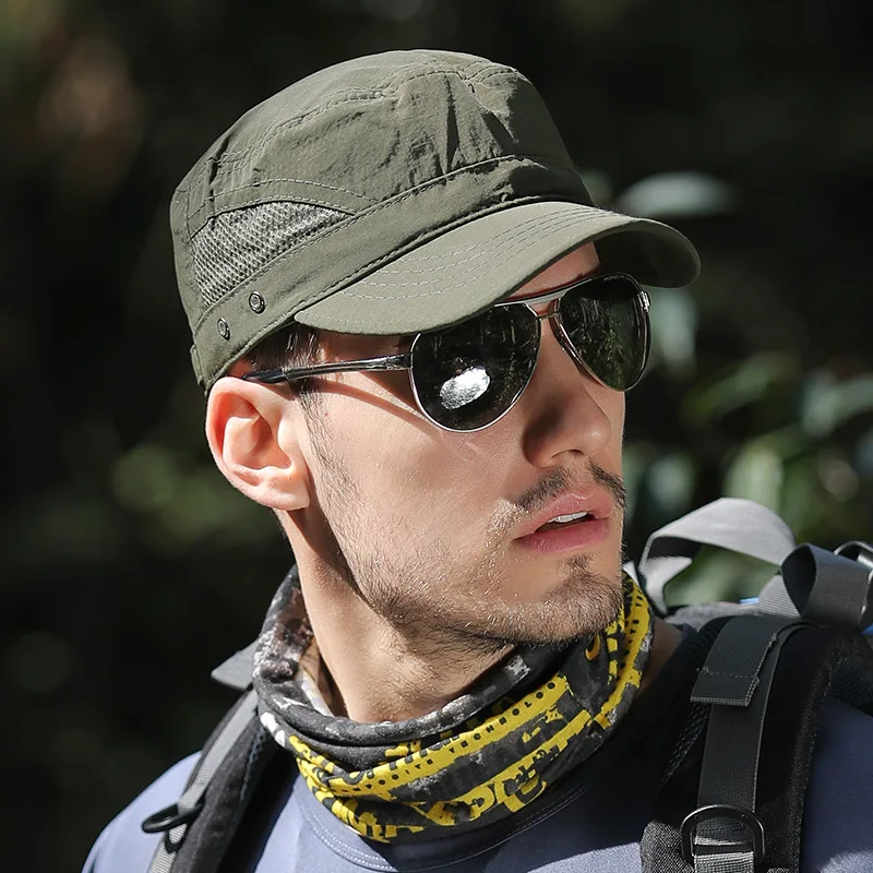 Berretto militare da uomo sport all'aria aperta cappelli con visiera estate regolabile tinta unita cappello da camionista primavera protezione solare cappellini da sole Gorras