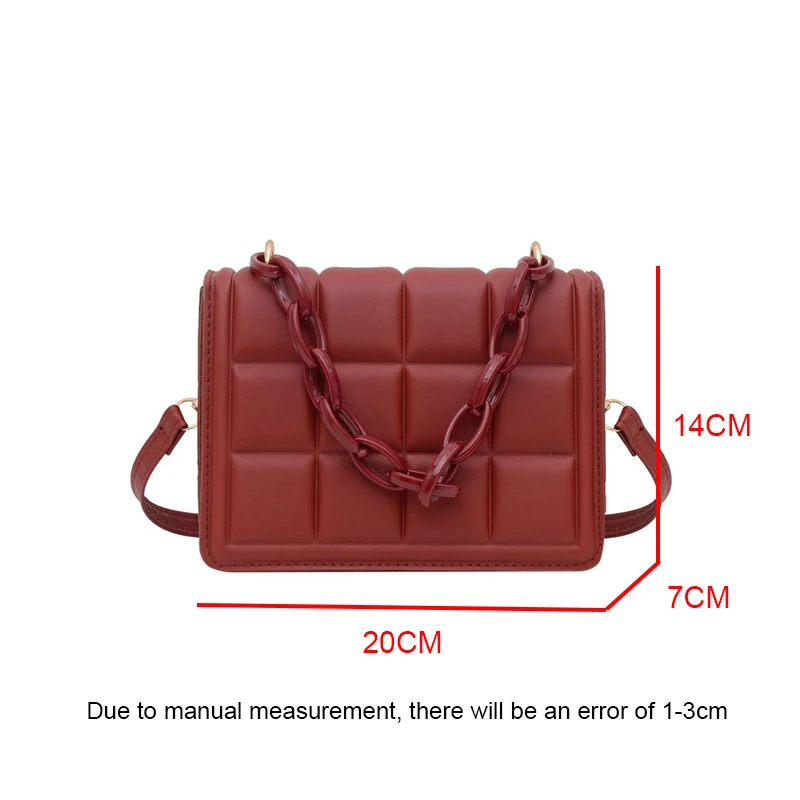 Casual Ladies Mini Handbags Flap Purse Fashion Women Checkered PU Leather Solid Color Crossbody Messenger Shoulder Bag