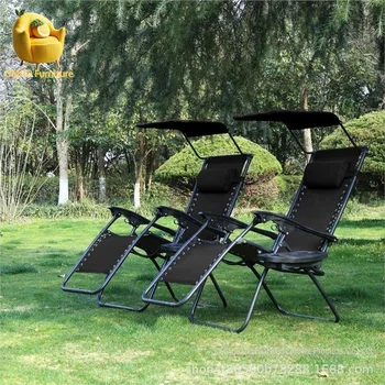 Outdoor sitting or lying camping beach chair lunch break folding deck chairs with canopy sunshade home news garden balcony