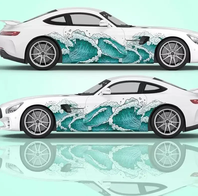 

Автомобильная пленка The Great Wave, японская океанская волна, универсальная автомобильная пленка, литая виниловая пленка