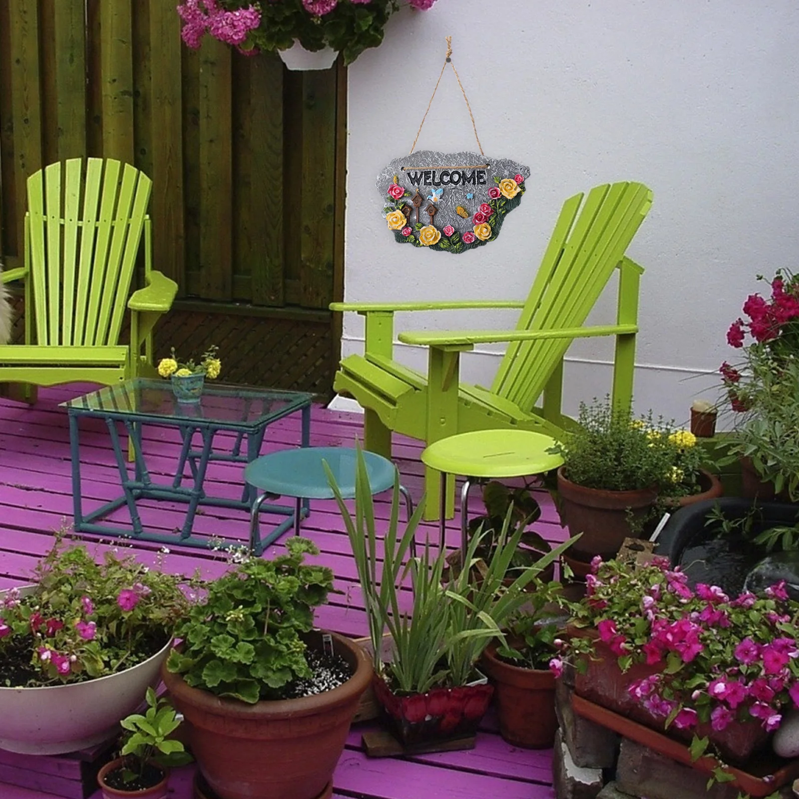 

1Pcs Resin Welcome Board Pendant Delicate Detail Ornament Easy Rope Design Indoor Outdoor Party Decor Home Wall Door Window