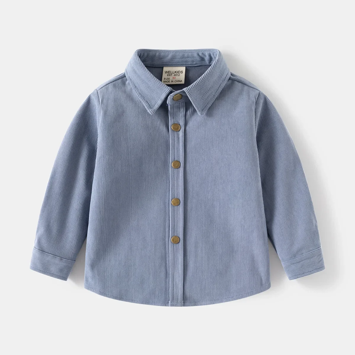 Spring Autumn 2024: Handsome Boys\' Solid Color Corduroy Shirts New Kids Pure Color Shirt Available in 4 Colors for Ages 3-8.