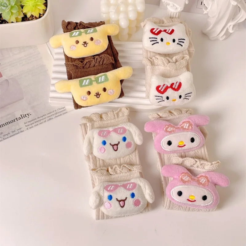 

Kawaii Cartoon Kuromi Cotton Socks Kawaii Cinnamoroll My Melody Pompom Purin Anime Figure Socks Combed Cotton Mid-tube Stockings