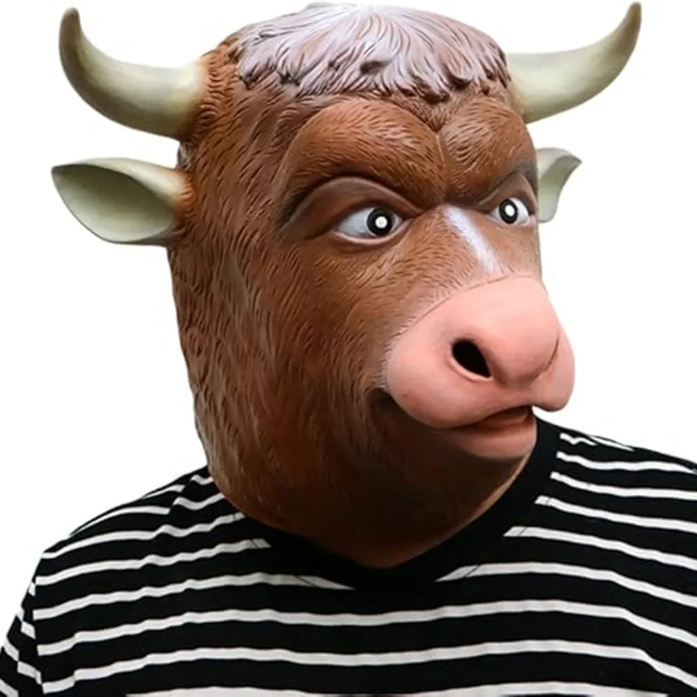 Bullen-Latexmaske Tiermaske Vollkopf-Bullenmaske Halloween-Maske – Detail 2
