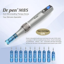 Dr. pen Ultima M8S Wireless Professional Derma Pen, 12 Agulha para o Crescimento do Cabelo, Terapia Microneedle, Anti Backflow Micro Pen