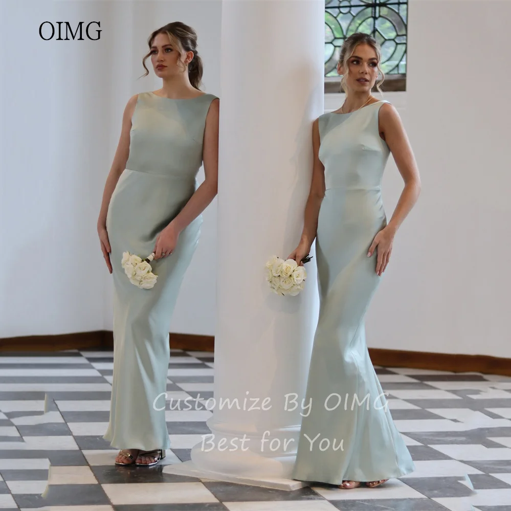 OIMG Classic Light Green Mermaid Wedding Dress O Neck Bridesmaid Dresses Backless Wedding Gowns vestidos de novia Personalizado