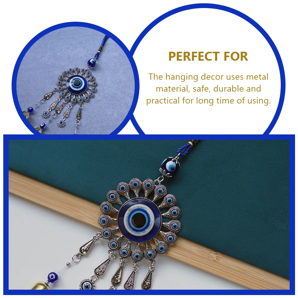 

Metal Wind Chime Hanging nament Evil Eye Charm Decor Home Accessories Blue Pendant Necklace Style Dangle Vintage Elegance