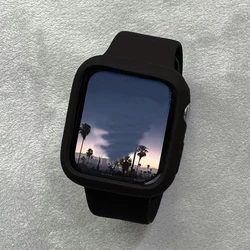 2pcs/set Solid Color Silicone Watch Strap & Soft Protector Case For Apple Watch 38/40/41/42/44/45/49Mm,Ultra/SE/9/8/7/6/5/4/3/2