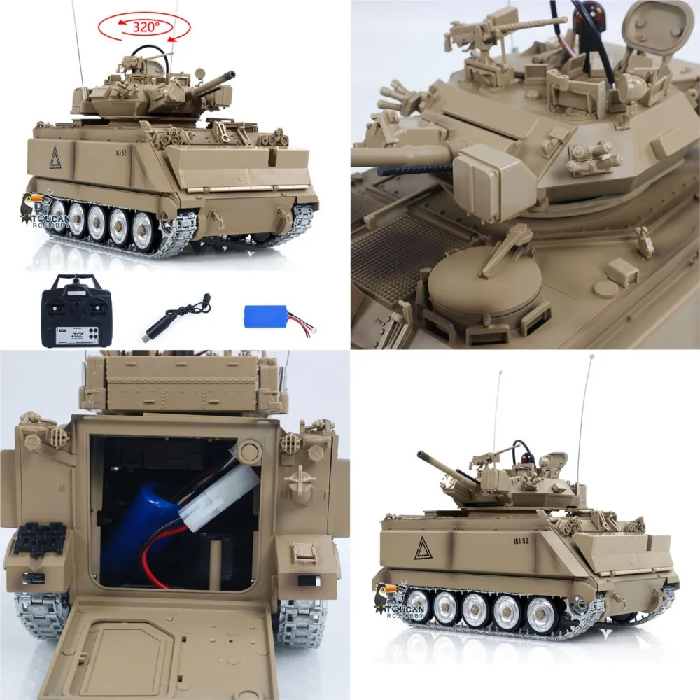 US Stock 1/16 RC Panzer Tongde Remoted Tank M2412-A M113A1 MRV Recoil Fire Flashing 320 Turret Rotation Metal Gearbox for Boy