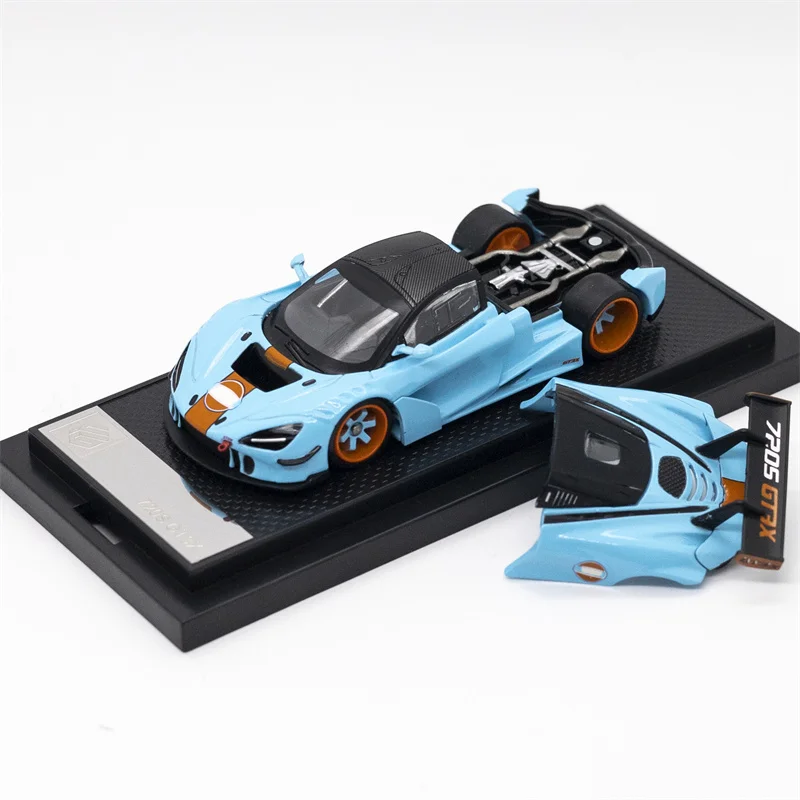 Modelo de Carro Diecast FG 1:64 720S GT3X Preto Fosco / Roxo Mágico / Branco / Azul Laranja