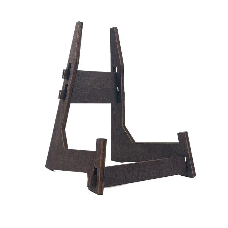 Brown Wooden Display Stand Desktop Display Stand Vintage Wooden Plate Stand Multi-purpose Picture Display Holder For Home Decor