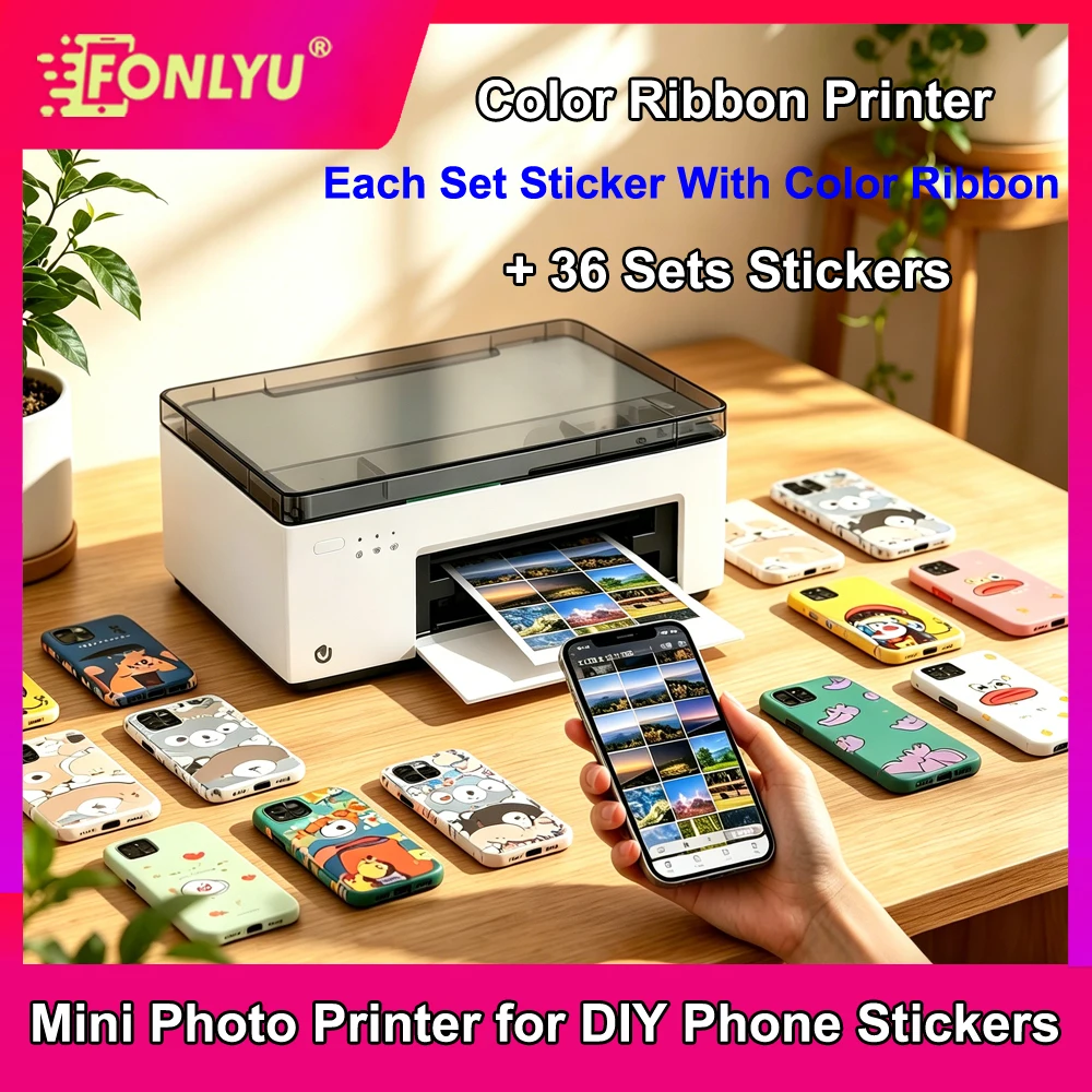 

FONLYU Mini HD Film Glitter Color Printer DIY WiFi Direct Connection Portable Mini Mobile Phone Back Film Printing Sticker New