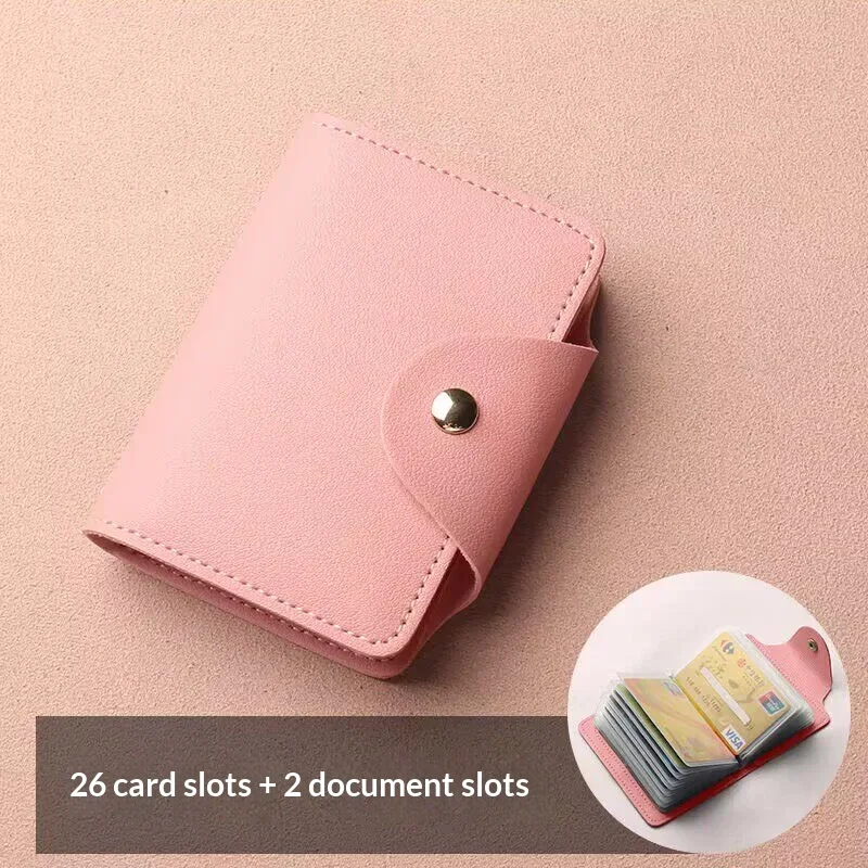 Card Holder 26 Slots Large Capacity ID Credit Card Wallet Snap Button Business Card Organizer for Bank Cards Driving License