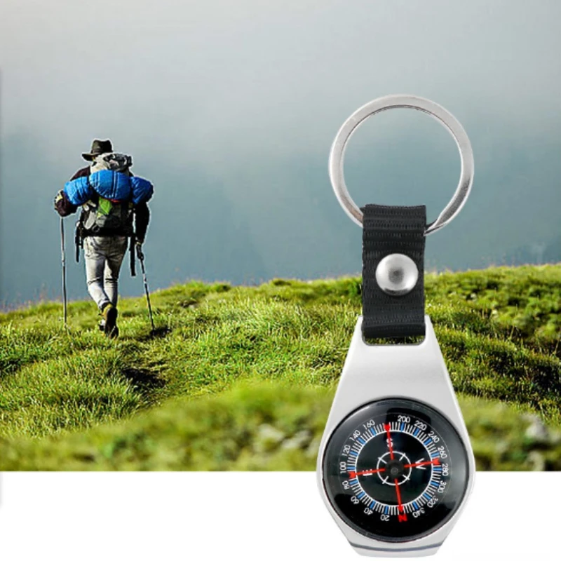 Zinc Alloy Snap-on Compass Direction Finder Keychain Rope-AttachedCompass Keychain OutdoorCompassKeychain Keychain with Webbing