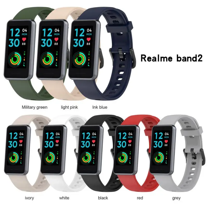 Sports Silicone Strap Band Bracelet Sweat-proof Smart Accessories For Realme Band2 Replacement Wristband 18mm Waterproof