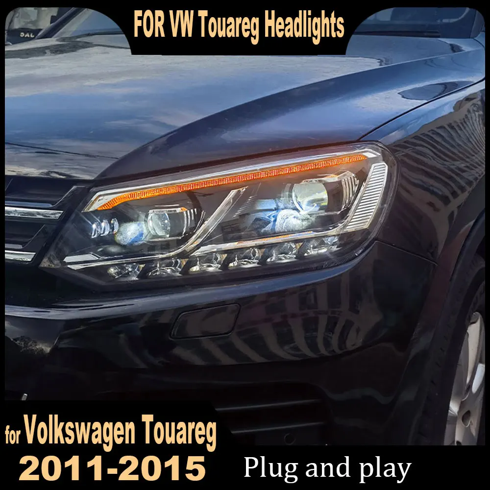 Car Styling Headlights for VW Touareg 2011 2012 2012 2014 2015 latest style LED Head Lamp daytime light Turn signal Accessories
