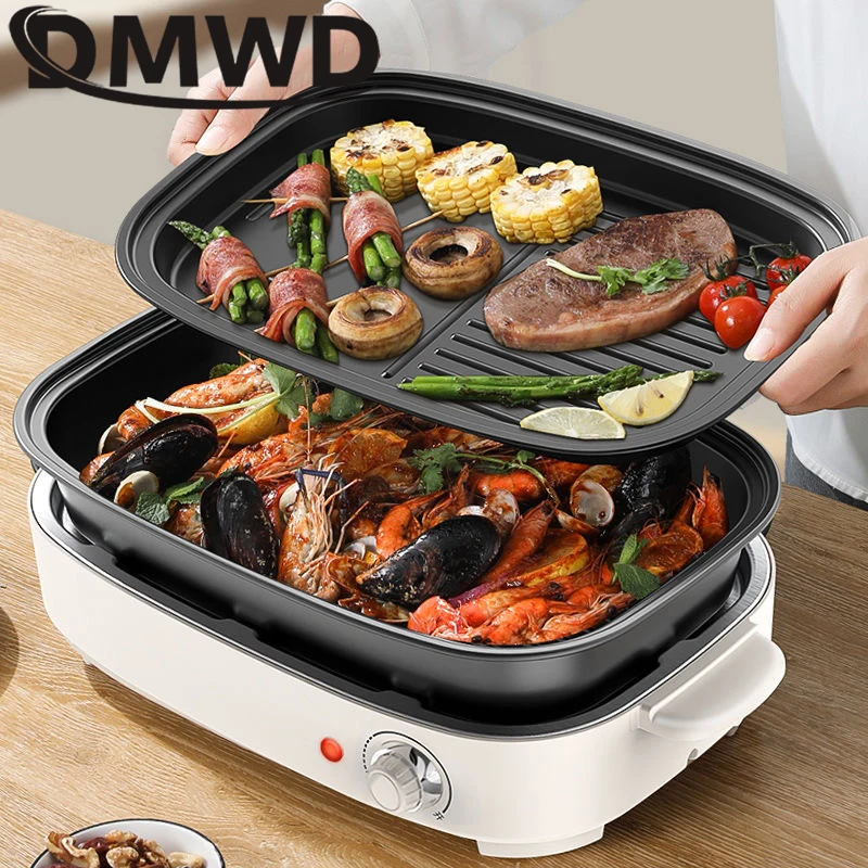 DMWD Electric Crepe Maker Pie Pancake Baking Machine Non-stick Egg Cooker Stove Steak Eggs Omelet Frying Pan Breakfast Grill EU