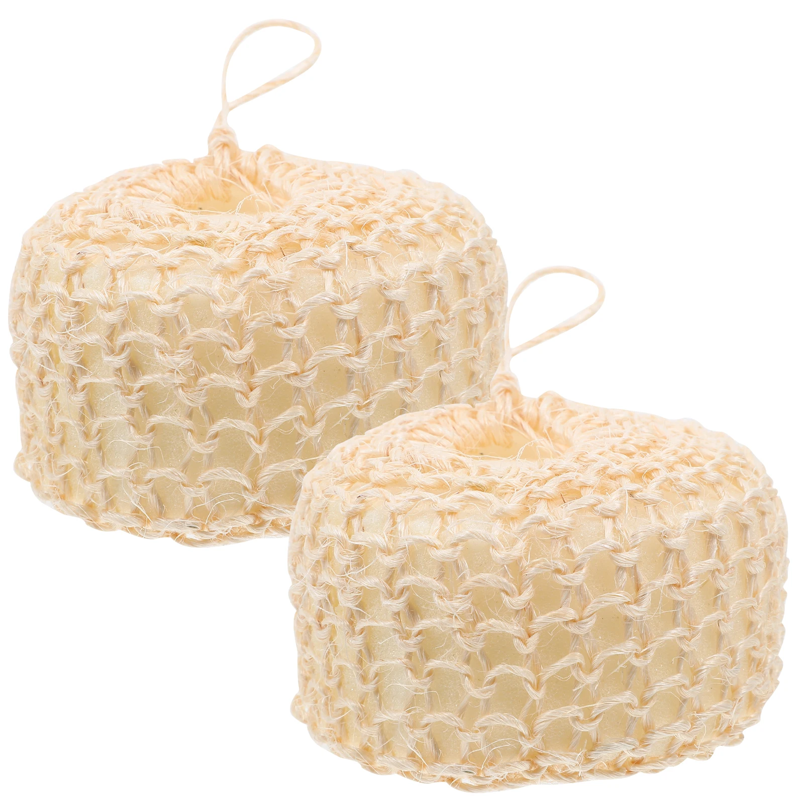

2pcs Sisal Bath Balls 9x9x5cm Small Scrubbers Comfortable Loofah Easy Foaming Portable Shower Balls for Bathing Home Travel