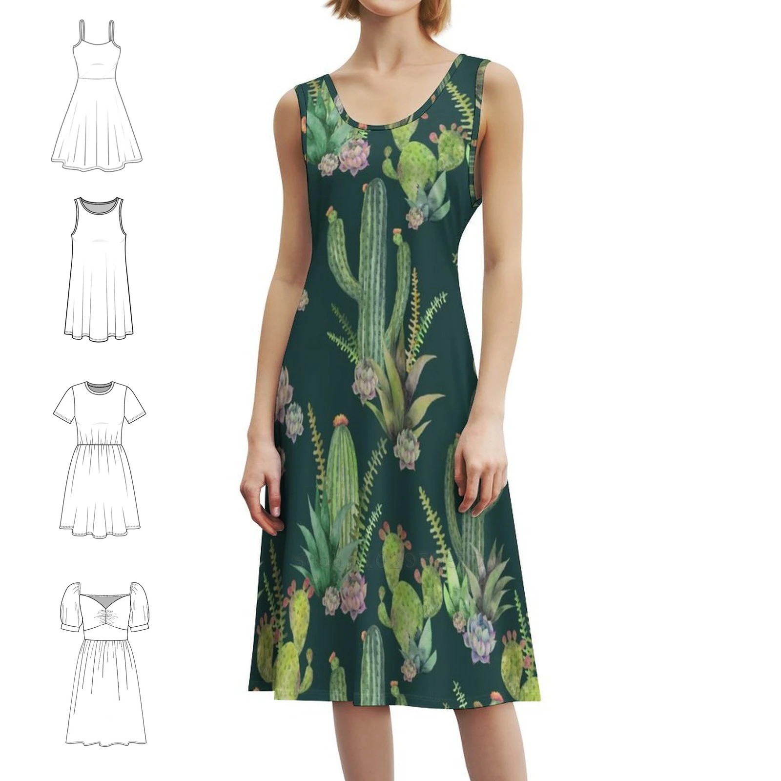 

Кактусы, богемное платье без рукавов для женщин, пляжные вечерние платья с принтом, кактусы, растения, яркое женское платье в пустыне