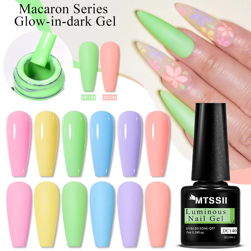 

Mtssii 7ml Luminous Candy Gel Nail Polish Macaron Series Glow-in-dark Semi Permanent Soak Off UV Gel Nail For Art Manicure