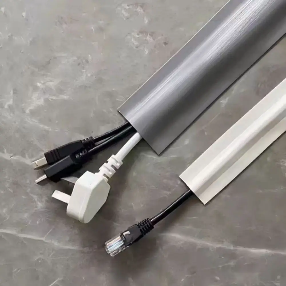 PVC Floor Wire Raceway Flexible Cable Management Protector Cord Hider Strip For Home Office Electrical Wiring Access
