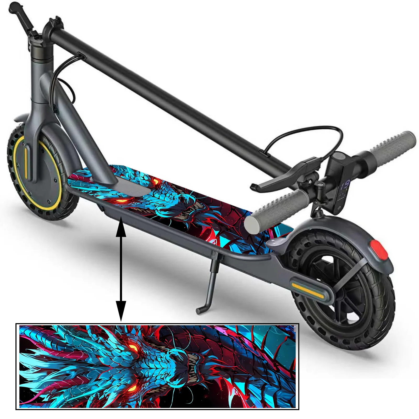 1 blue and red fire dragon, scooter matte sticker, matte surface, skateboard body sticker, personalized installation PVC
