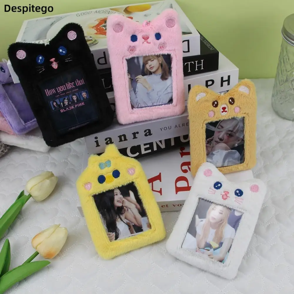 

Korean Style Cartoon Photocard Holder Bag Pendant with Keychain Plush Card Bag ID Card Cover Protective Case Bus Card Holder