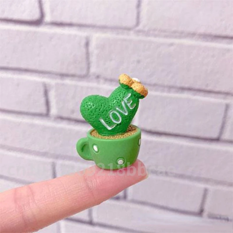 1pc/4pc Cute Mini Resin Cactus Micro Landscape Ornament Miniature Furnishing Articles Garden Plants Potted Statue Car Decoration