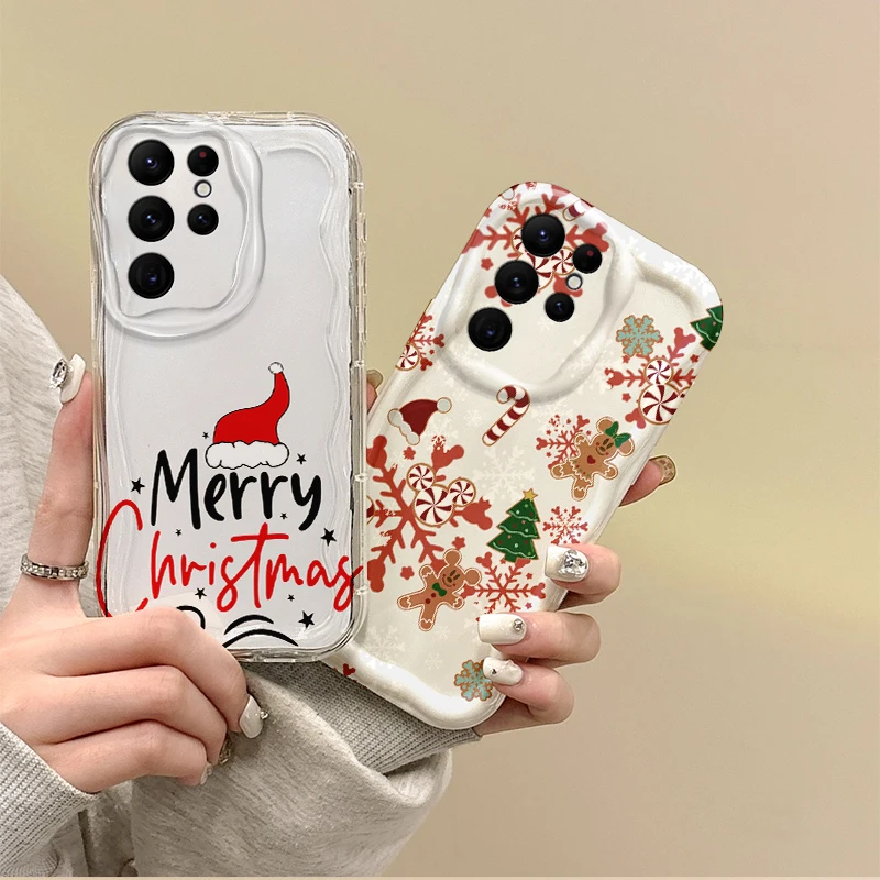 New Christmas Happy Theme Silicone Case For Samsung Galaxy S25 S24 S23 S22 Ultra Plus S21 FE A73 A72 A55 A54 TPU Dustproof Cover