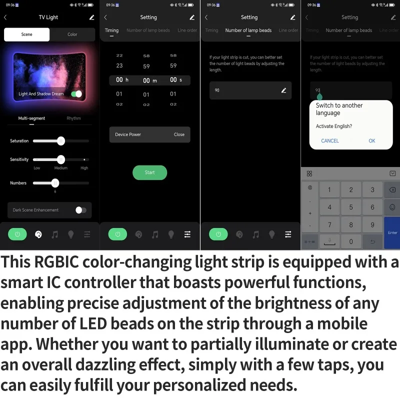 Nueva retroiluminación de TV RGBIC 5V, sensor de gama de color AR que puede capturar parte del color en la pantalla, 12,5 pies (55-65 TV), 16,4 pies (65-85 TV)