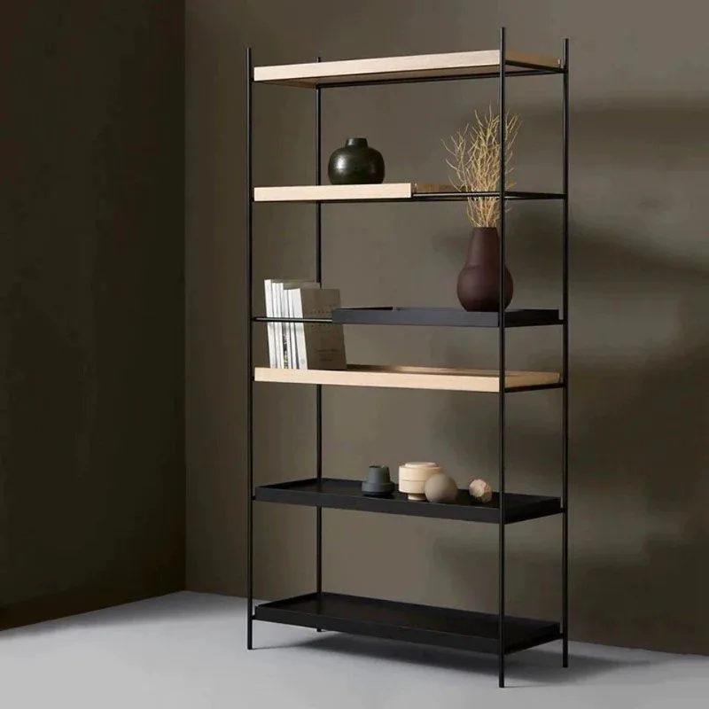 Nordic Solid Wood Wrought Iron Display Stand, Living Room Partition Display Stand, Household Flower Stand, Corridor Decoration S
