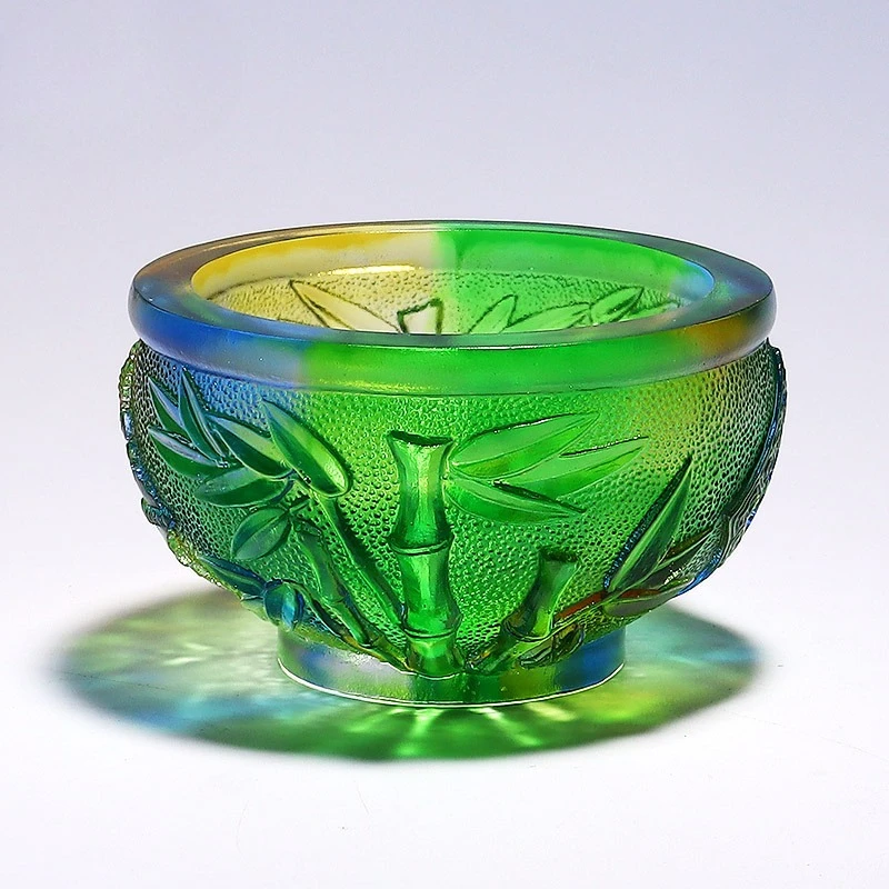 Meilan Bamboo Chrysanthemum Bowl Glazed Crafts Living Room Decoration Ornament Light Luxury for Foreigners with Chinese Style