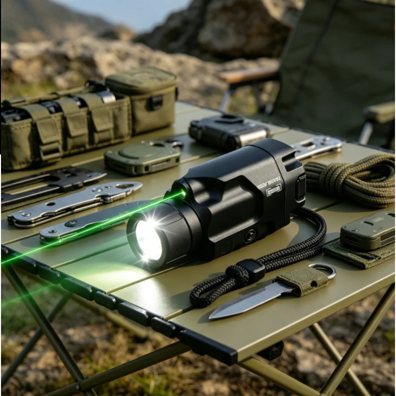 

Red Green Dot LED Strobe Light, 800 Lumen Tactical Pistol Flashlight, Easy Install 20mm Rail Outdoor Parts