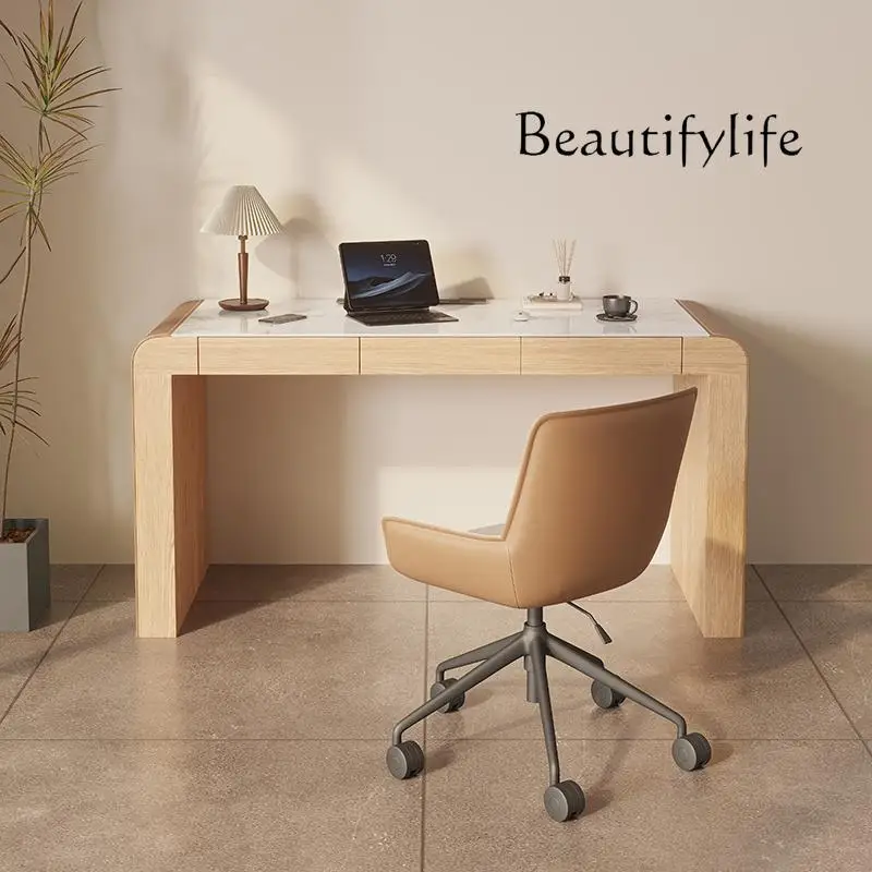 مكتب بلاطة صخرية إيطالية بسيطة وحديثة وبسيطة على طراز خشبي من خشب الرماد المنزلي