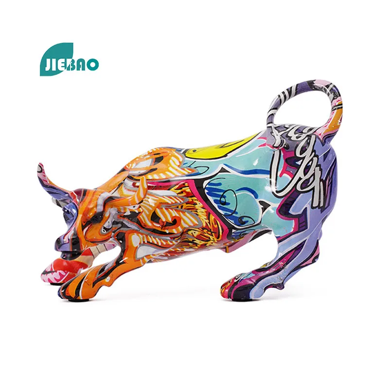 

Colorful Wall Street Bull Resin Crafts Statue For Home Living Decorative Ornament