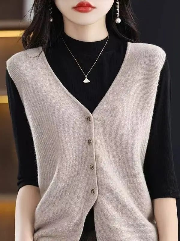 

Faionable Camere жилет V-Ne открытый кардиган свитер осень-зима многослойный костюм воротник вязаный свитер женский жилет