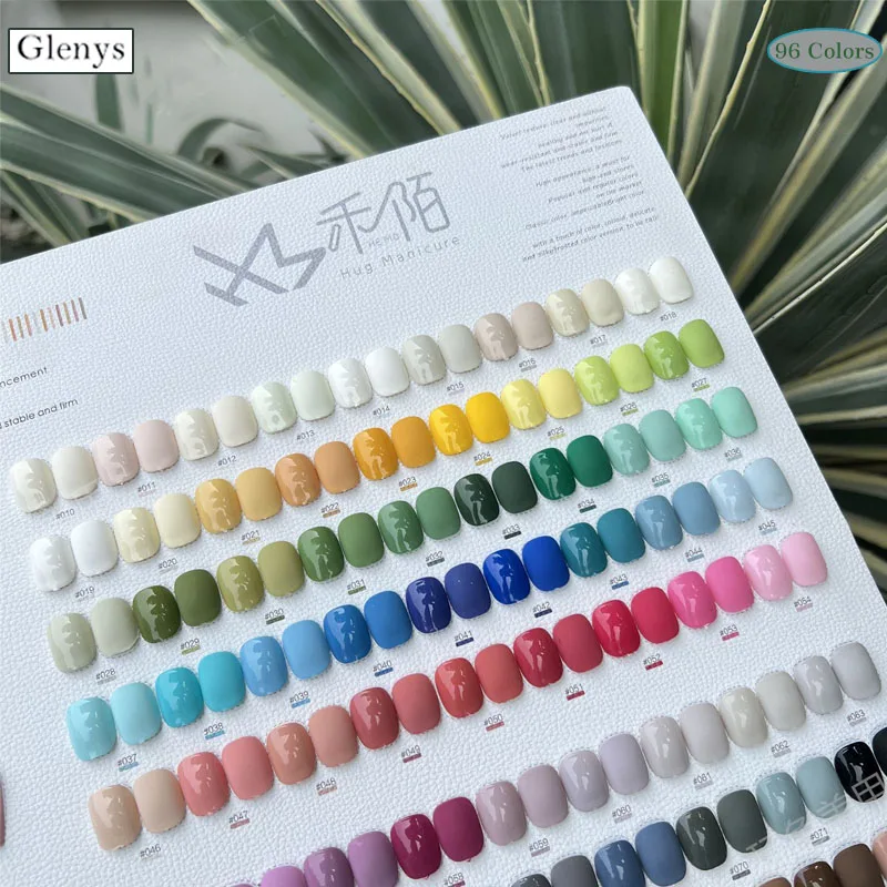 Glenys 96 color nail polish gel with color card semi permanent UV LED immersion gel nail salon art varnish set wholesale 15ml