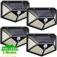 1/2/4Pcs 100 LED Solar Wall Lights Outdoor Solar Lamp PIR Motion Sensor Solar Powered Sunlight Street Light for Garden Light