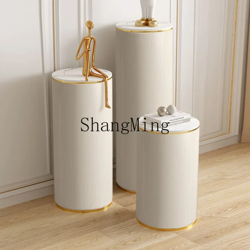 ZYY exquisite light luxury shopping mall simple rock slab flower stand floordisplay shelf living room columntable round ornament