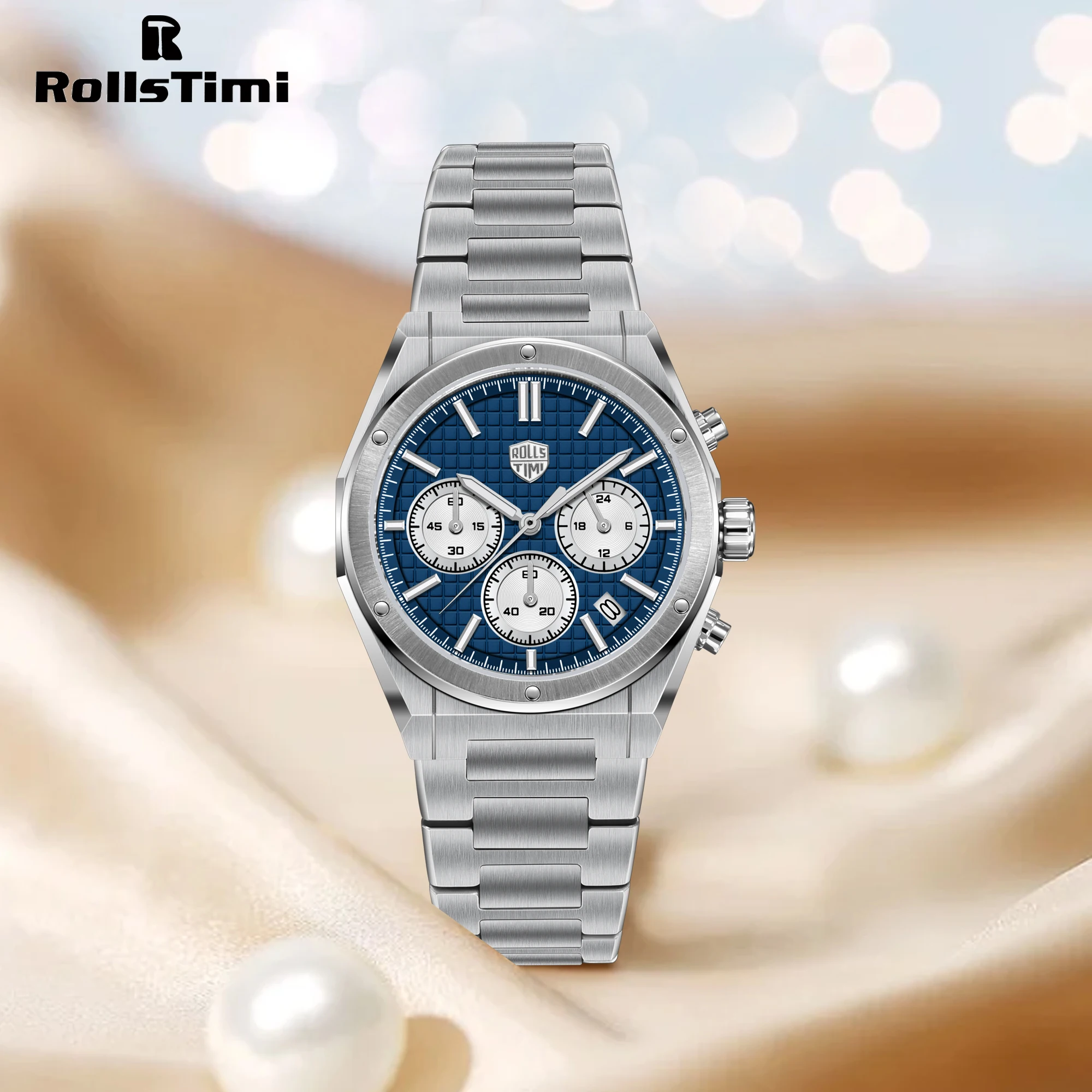 

RollsTimi 2025 New Men's Watch Luxury Quartz Watches For Man Shock Resistant Stop Watch Complete Calendar Clock Wristwatch Gifts