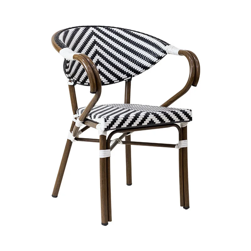 

European Style Modern Outdoor Rattan Chair with Wood Backrest for Cafe Restaurant Hotel or Leisure-Factory Direct