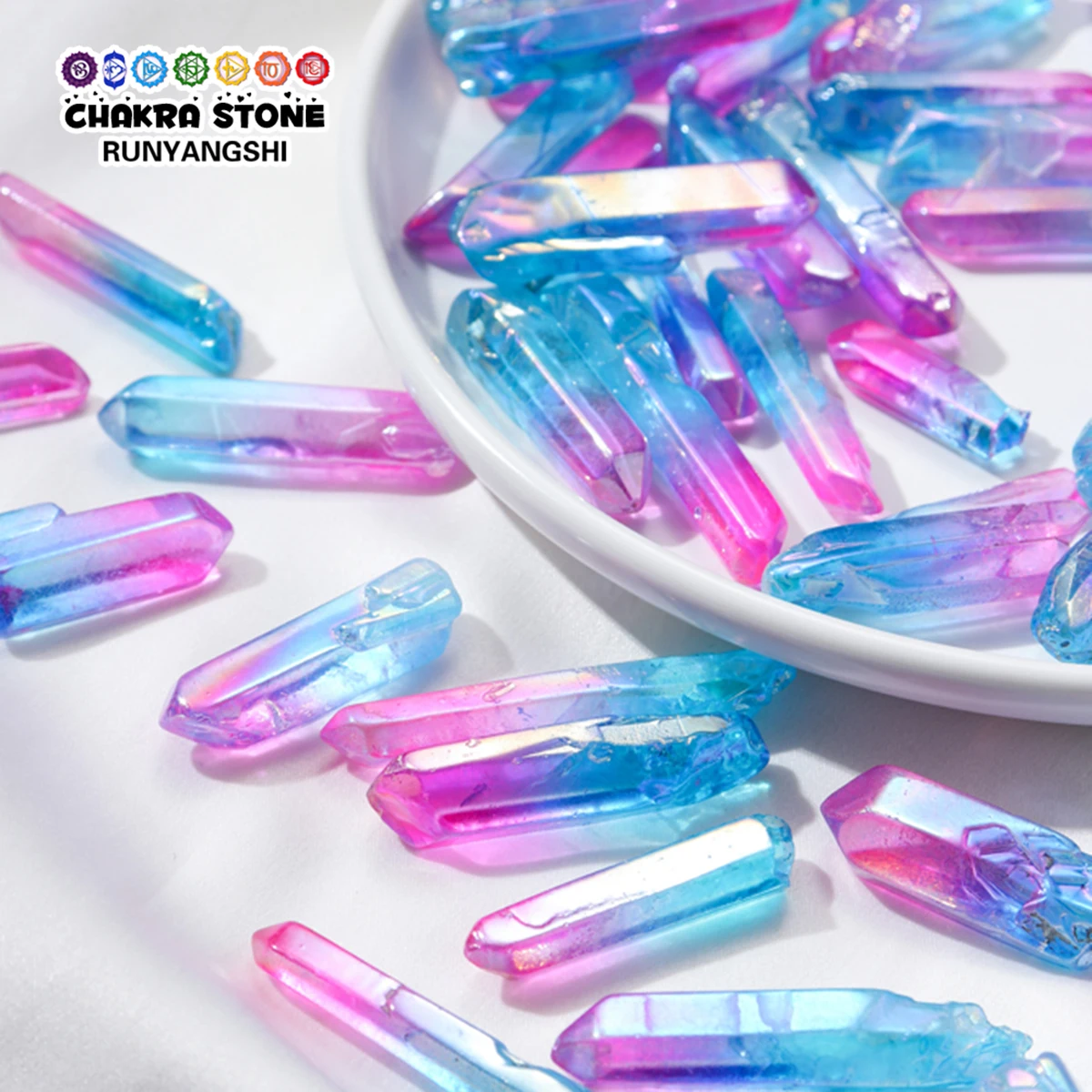 50 g/bolsa de cristal Natural galvanizado, varita de cristal individual, piedra curativa, energía, cuarzo, decoración del hogar, piedra pulida Reiki